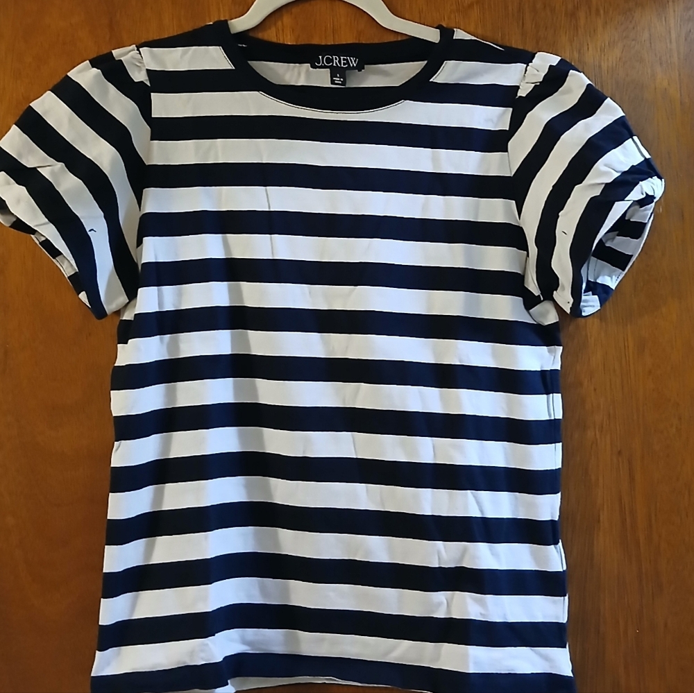 J. Crew Striped Tee With Balloon Sleeves